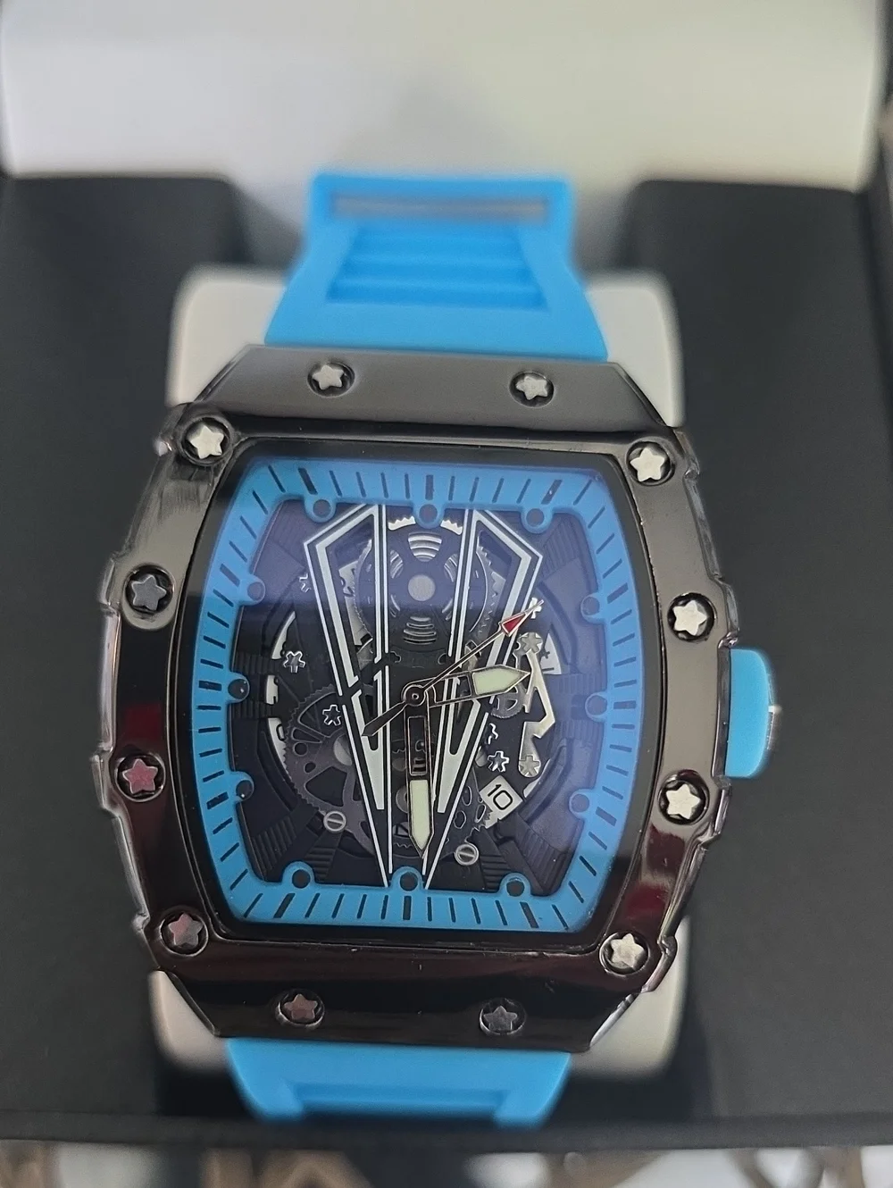 281  Men's Blue Mechanical-Style Watch
